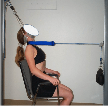 Three-point bending cervical traction. Photo reprinted with permission